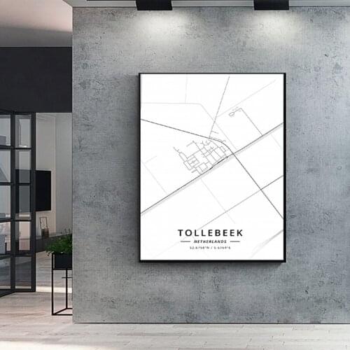 Zoetermeer Tollebeek Venlo Enschede Nijmegen Tilburg Deventer Netherlands Painting Map Home Decor Living Room Painting Frame