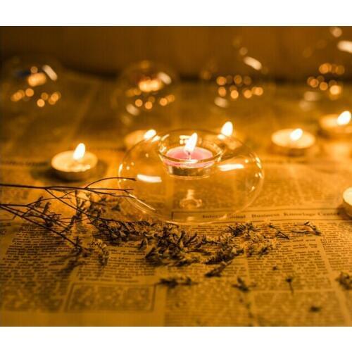 1PC Heat resistant glass candlestick European crystal round candle holder home decoration OJ 2078