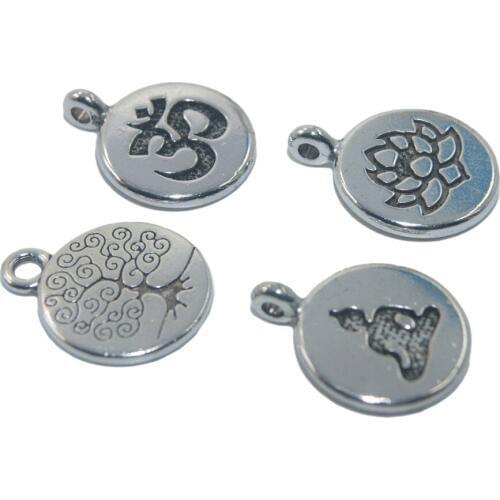 Wholesale 10 PCS 15 MM Lotus Life Tree OM Buddha Metal Zinc Alloy For Jewelry Making DIY Bracelet Necklace Earring Material