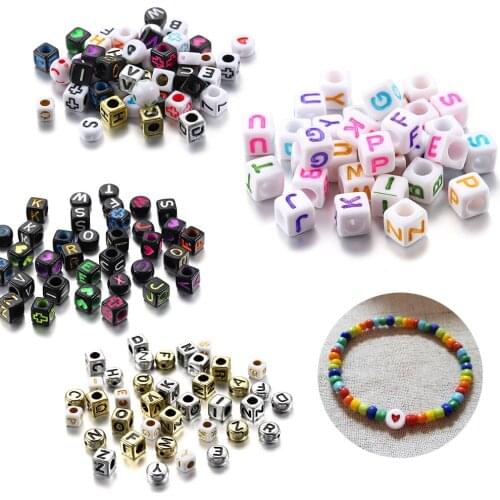 120Pcs Mix Letter Beads Square Alphabet Beads Acrylic Loose Beads For DIY Jewelry Making Bracelet Necklace Accessories