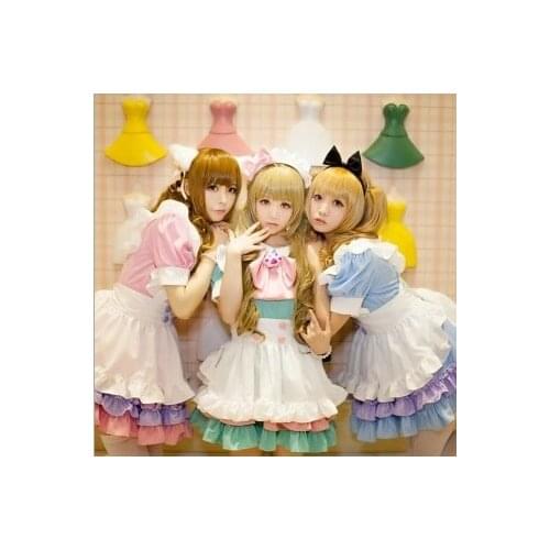 5 in 1 set New fashion cartoon anime maid cosplay for women lolita princess adult dress set for Halloween party