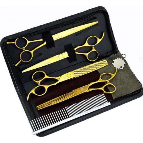 7 inch Pet Dog Cat Hair Clippers Pet Dog Gromming Scissors Pet Straight &Thinning & Up Curved Scissors Kit Pet Gromming Tools