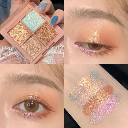 Charming Diamond Eyeshadow Palette 4 Color Make up Palette Matte Shimmer Pigmented Glitter Metallic Eye Shadow Pallete Cosmetic