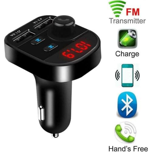 Car Bluetooth 5.0 FM Transmitter Wireless Handsfree Audio Receiver Auto MP3 Player 2.1A Dual USB Fast Charger Car Accessories