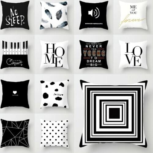 Black & White Vogue Geometric Sofa Throw Cover Pillow Cushion Square Case Home Decor