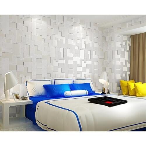 Beibehang European wallpaper Fashion lattice wallpaper White yellow 3D wallpaper bedroom living room decoration 3d wallpaper