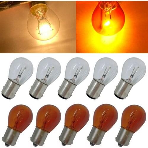 10pcs car 1157 P21/5W BAY15D 1156 P21W BA15S 12v 21W halogen lamp warm white reverse light brake bulb Stop Light Turn Signal DRL