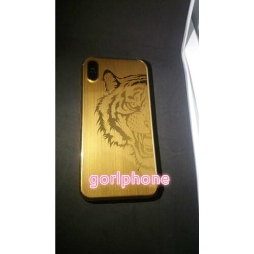 Perfect Quality 24k brushed Gold Chassis 24ct Gold Rear Door for phone X Battery Door Housing Middle Frame with leaopard Logo