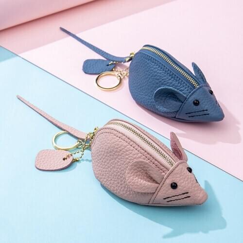 Anime Cartoon Coin Purse Women Cute Mouse Short Wallet Change Purse Originality Genuine Leather Keychain Wallet Childrens Gifts