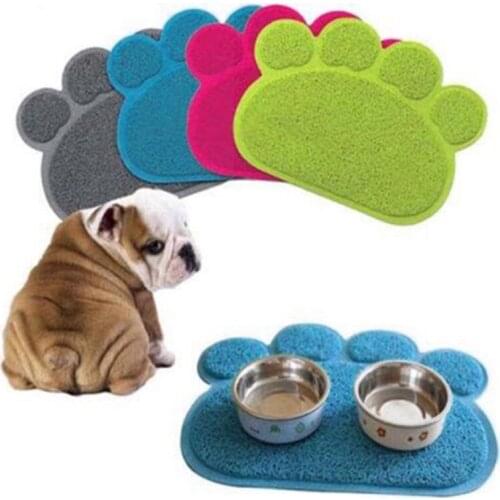 30cm * 40cm Pet Dog Puppy Cat Feeding PVC Mat Pad Cute Paw Bed Plate Bowl Food Water Tablecloth Clean Best Selling Pet Supplies