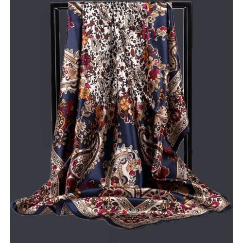 90*90cm square silk scarf New Square Silk Scarves Women Satin Hijab Scarf Female SILK Scarves And Wrap Hair Head Scarves Pareo