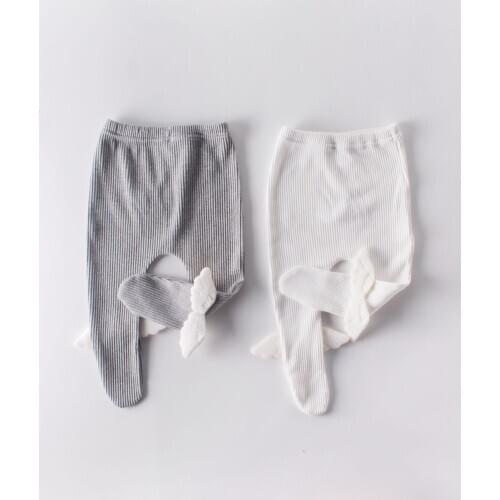 0-2 Years Baby Girl Cute Angel Wing Leggings Cotton Ribbed Tights Stockings Infant Toddler Pink White Gray Pantyhose KF682