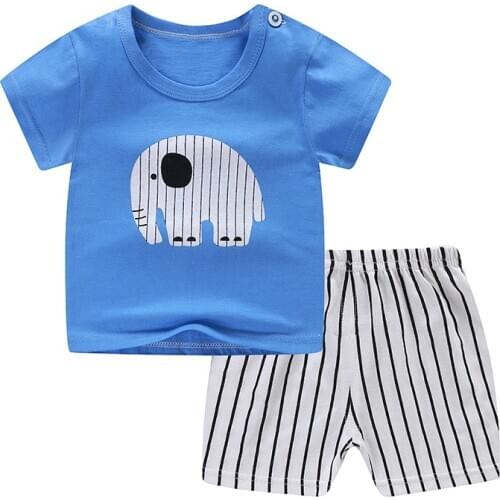 Summer Children Boys Girls Clothes Suits Baby Fashion Pattern T-shirt Pants pajamas sets Kids Cotton Tracksuits