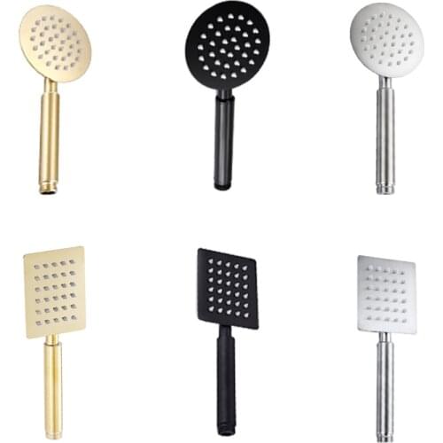 Bathroom Stainless Steel Hand Shower Bath Rain Handheld Shower Head Big Panel Square Circular Bath Sprinkler Brushed Gold Black