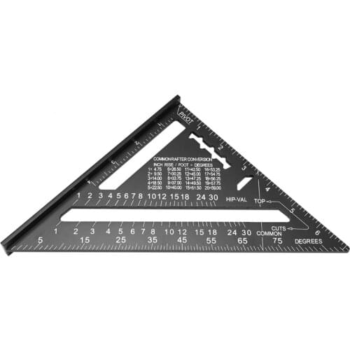 7 Inch Triple-Cornered Ruler, Aluminum Protractor, Layout Measuring Tool For Engineer Carpenter (Metric And Imperial)
