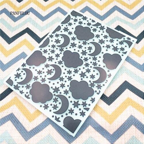 Moon The Stars Embossing Folders Plastic For Scrapbooking DIY Template Fondant Cake Photo Album Easter Card MakingHalloween