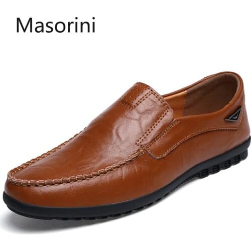 Comfortable Genuine Leather Mens Casual Shoes Luxury Mens Loafers Flats Breathable Slip on Driving Shoes Moccasins Men 38-47