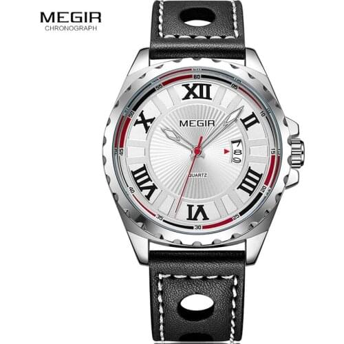 Mens Simple Analogue Quartz Wrist Watches Roman Numerals Leather Strap Clock Man Relogios Masculino Army Marine Watch 1019GBK-7