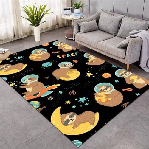 2020 New Folivora Large Carpets for Living Room Smiling Sloth Play Mat Floral Cartoon Area Rug Fashion Carpets