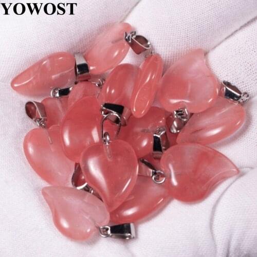 Wholesale 10Pcs/Lot Natural Stone Watermelon Crystal Pendants Crooked Heart Shape Dangle Beads Women jewelry QV0099