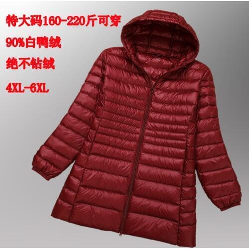 Autumn/winter new women 's ultra light slim down jacket female hooded coat authentic big yards long style clothes