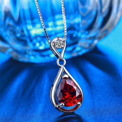 Drop Shipping Luxury Red Stone Necklace For Women Beautiful Jewelry Pendents Necklace for Wedding Party Accessories N005