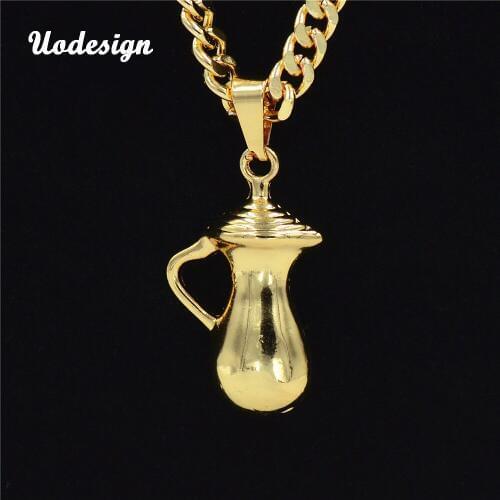 Uodesign Hiphop Necklace Gold Color Bottle Flagon Pendant Costume Long Chain Fashion Necklace Jewelry for Women/Men