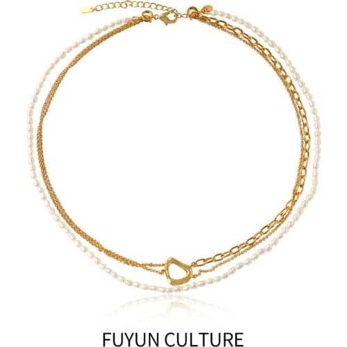 French multi-layer stacked pearl necklace Female Love Pendant neckwear European and American jewelry wholesale