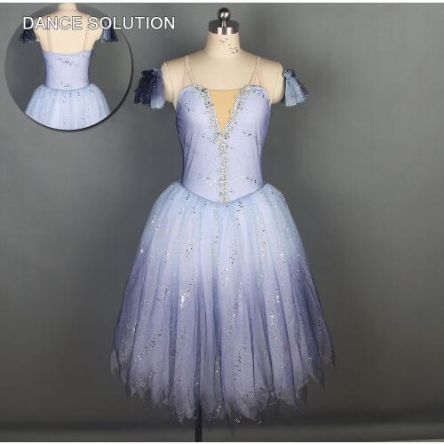 Gray Shinning Ballet Dancing Tutus Dress Sleeveless Ballet Costume for Woman & Girl V-neck Top Soft Tulle Skirt Dancewear 19507