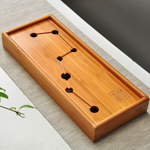 Dipper Seven Star Kung Fu Tea Set Natural Bamboo Tea Tray Rectangular Traditional Bamboo Puer Tea Tray Chahai Tea Table 30*13cm