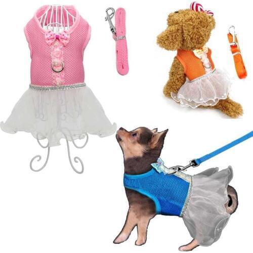 Dog Harness Dress Chest Straps Vest Soft Mesh Pet Harness Leash Safety Strap Dog Cat Puppy Breathable Skirt Pet Supplies
