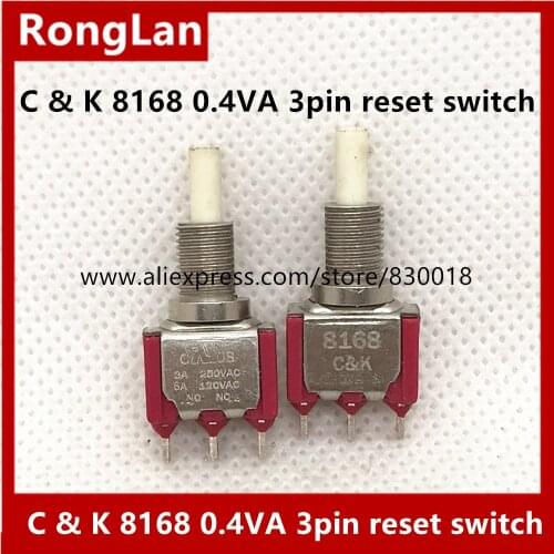 [BELLA]C & K 8168 0.4VA American gold-plated 3 -pin push button switch with bracket reset switch new original--10PCS/LOT