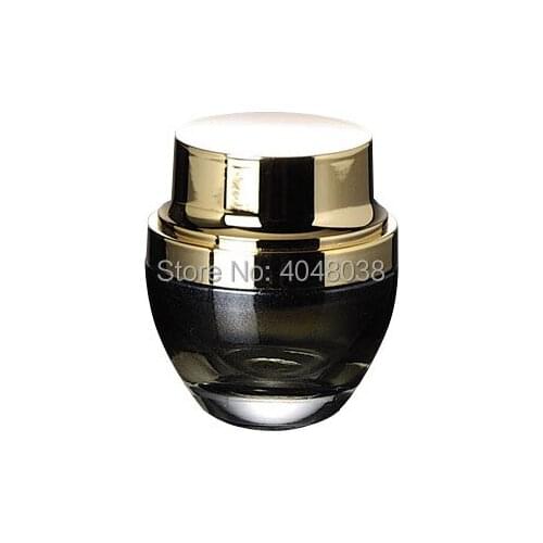 Facial Cream Refillable Bottle Empty Black Glass Cosmetic Container Eye Cream Jar with Gold Lip Hand Pad Travel Set Cream Bottle