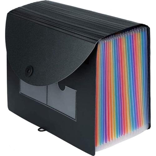 Expanding File Folder 24 Pockets Portable Rainbow A4 File Organiser Self Standing Accordion Document Filing Box