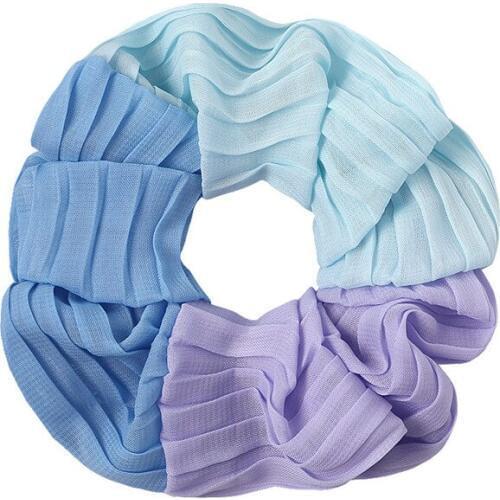 New Fashion Women Girls Unique Patchwork Chiffon Scrunchies Big Folding Fabric Hair Gums Vintage Rubber Bands Gift For Women