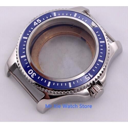 BLIGER 44mm Blue Ceramic Rotating Bezel 316L Stainless Steel Watch Case Fit ETA 2836 MIYOTA 8215 821A DG 2813 Movement