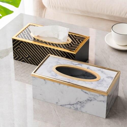 Nordic Light Luxury Environmental Protection Density Board Tissue Storage Box Bedroom Living Room Study Modern Home Decoration