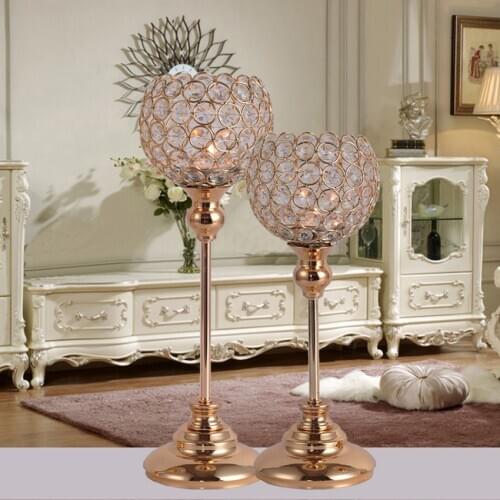 Nordic Hollow Out Crystal Glass Candle Holders Silver Golden Metal Lanterns Wedding Centerpieces Candelabra Christmas Candlestic