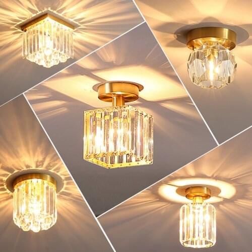 JMZM Modern Copper Small Ceiling light Mini Chandelier Indoor Aisle Light For Corridor Cloakroom Balcony Bar Hotel Ceiling Lamp