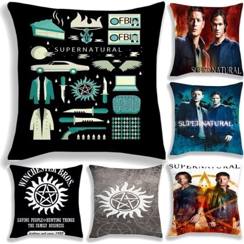 Supernatural Pillow Cover Home Decoratives Dean Winchester Cushions For Sofa Seater Covers Car Pillow Case 45*45cm