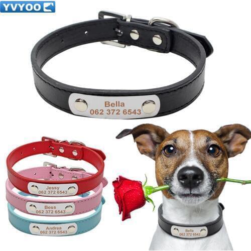 YVYOO Personalized Dog Collars Custom Puppy Cat Collar ID Tags Free Engraved name telephone number For Small Medium Dogs XS-L B9