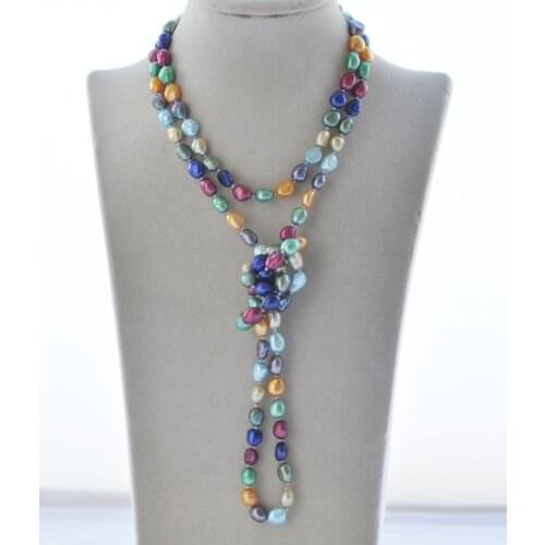 Z10958 46" 9mm Multicolor Baroque Freshwater Pearl Necklace