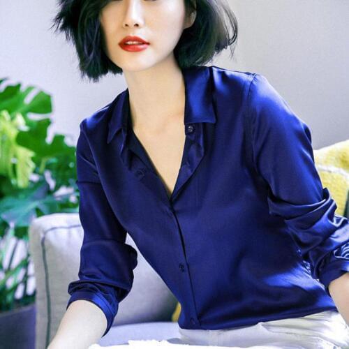 Casual Spring Summer Clothing Blusas Slim Womens Ladies Shirt Women 51-70% Silk Sexy Puff Long Sleeve Blouse Tops Female Blouses