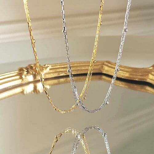 Amaiyllis S925 Sterling Silver Light Luxury Double Layer Necklace Personality Wild Clavicle Chain Necklace Jewelry