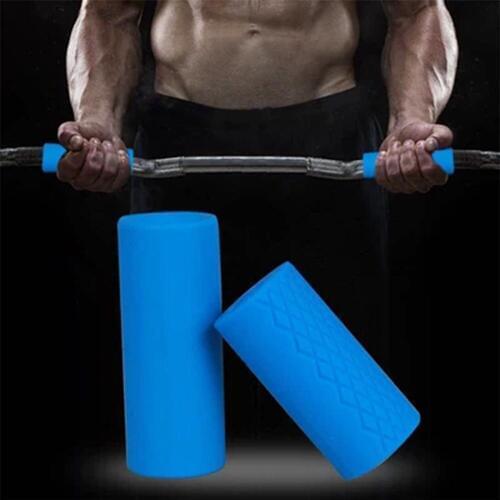 1Pair New Dumbbell Barbell Grips Silicone Fat Grip Thick Bar Handles Pull Up Weightlifting Support Anti-Slip Protect Pad Fitness
