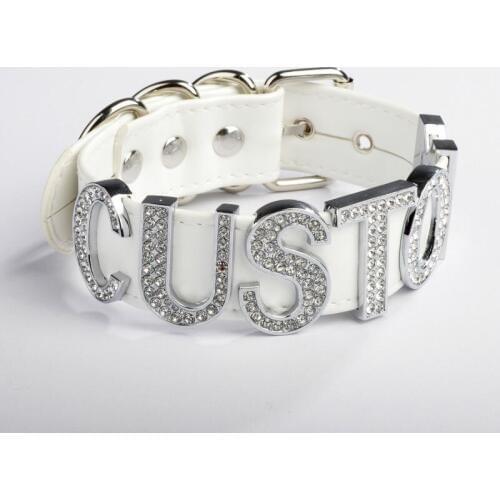 100% Handmade Customised Rhinestone Choker Letters Punk Bondage Fetish Cosplay Name Collar Safe Word Necklace