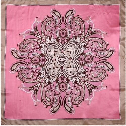 100% Silk Scarf Women Scarf Paisley Hijab Middle Square Silk Scarf 2019 Top Foulard Bandana Female Big Bandana Hot Gift for Lady