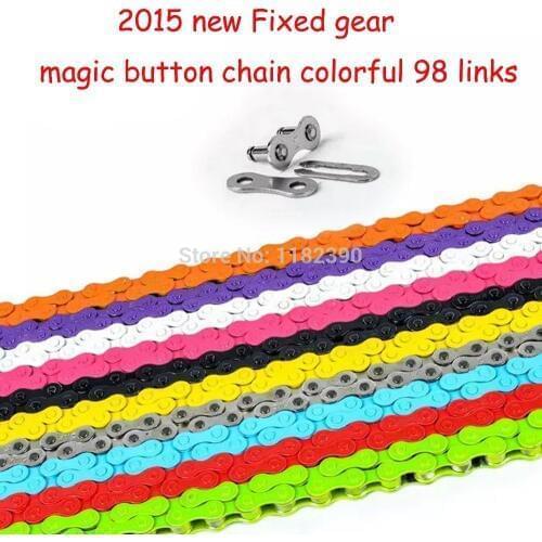2015 new Fixed gear track bike bicycle chain single speed chain magic button chain colorful 98 links CZC004
