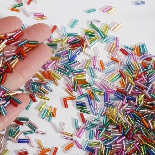 300pc 2 * 7mm silver filled tube beads, glass rice hand DIY jewelry accessories, necklaces, clothing, sewn beading materia