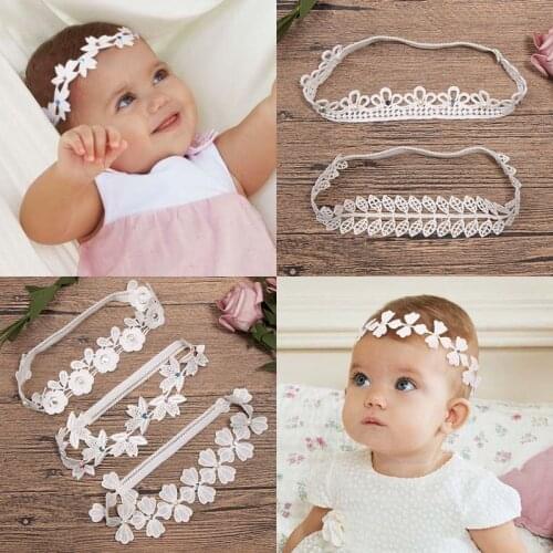 36pc/lot New Hair Accessories Girls Baby Flower Headband Pearl Lace Hair Band Headband Solid White Color Headband Headwear